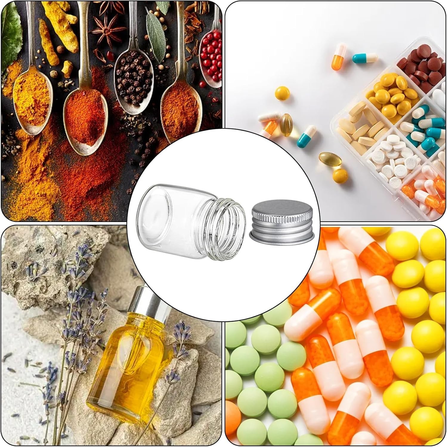 36Pcs 15ml(1/2oz) Empty Tiny Jars Small Glass Vials with Lids Lab Clear