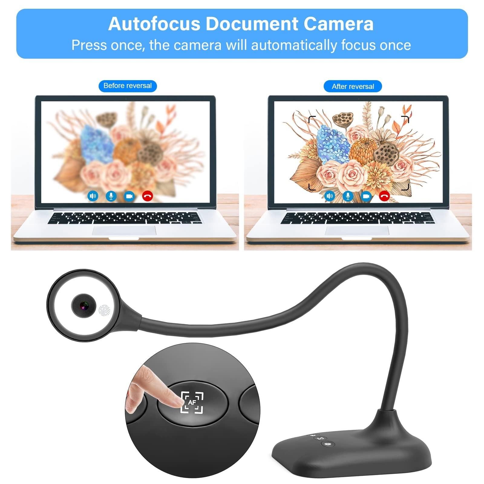 kitchbai Document Camera for Teachers, Webcam and Overhead Camera for Classro...
