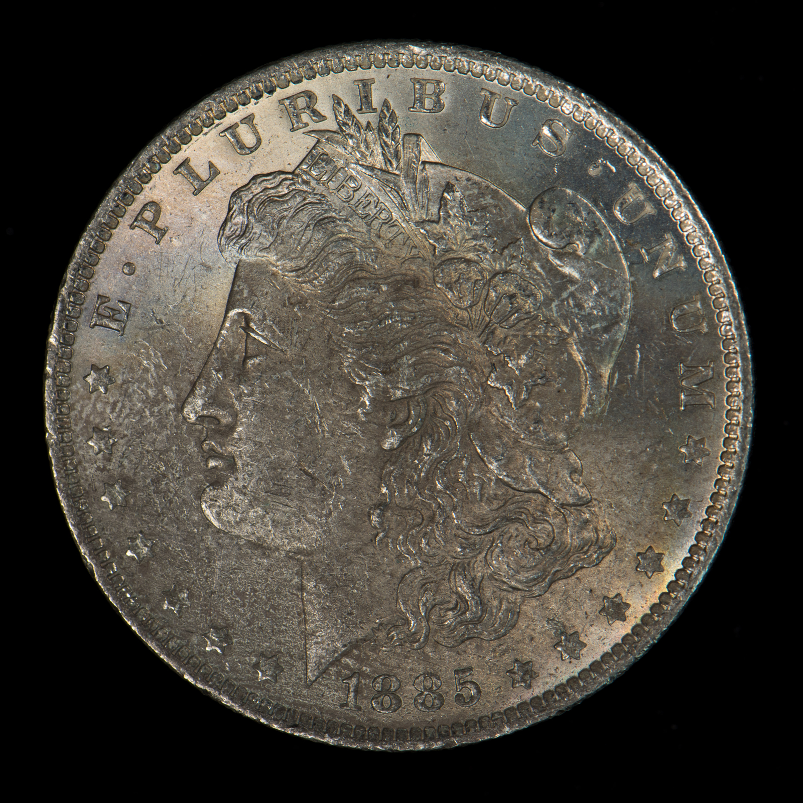 1885-O $1 Morgan Silver Dollar - Original Pastel Toning - SKU-Z0592