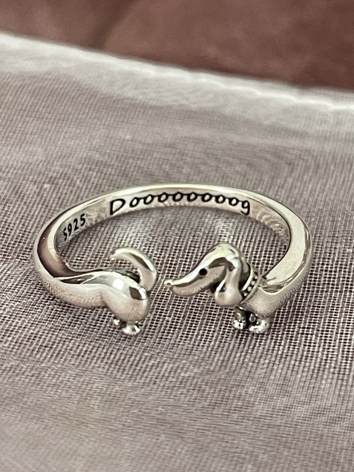 Dachshund Adjustable Ring Dog Genuine 925 Sterling Silver