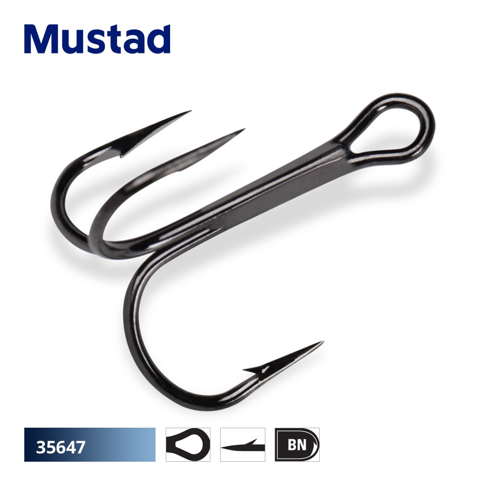 Mustad Round Treble Hooks - Pike Perch Zander Trout Salmon Chub Fishing Tackle