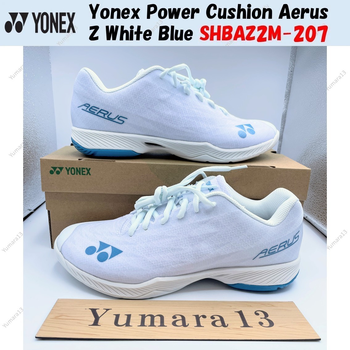 Yonex Power Cushion Aerus Z White Blue SHBAZ2M-207 Men's Size