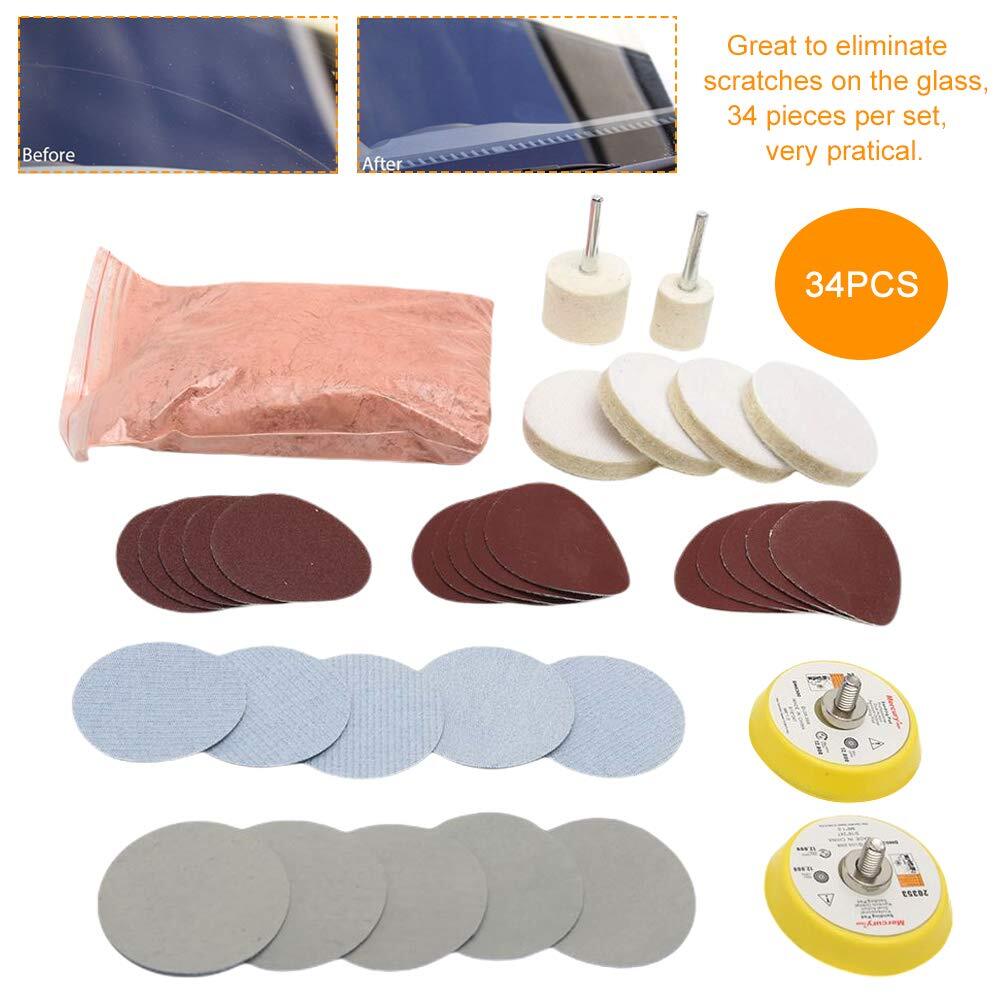 Glass Polishing Kit 34PcsSet Scratch Removal Set Deep Remover