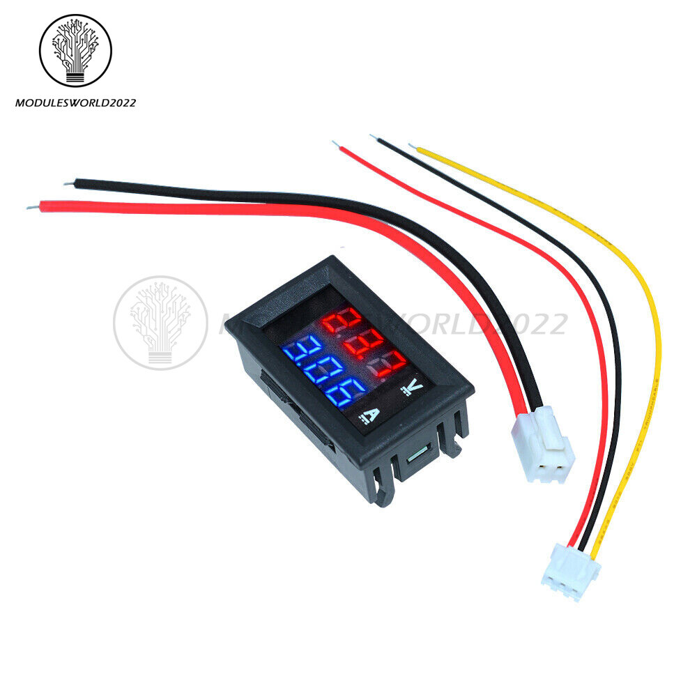 DC100V 10A Blue+Red LED Dual Digital Amp Voltmeter Ammeter+Red LED Voltage Meter