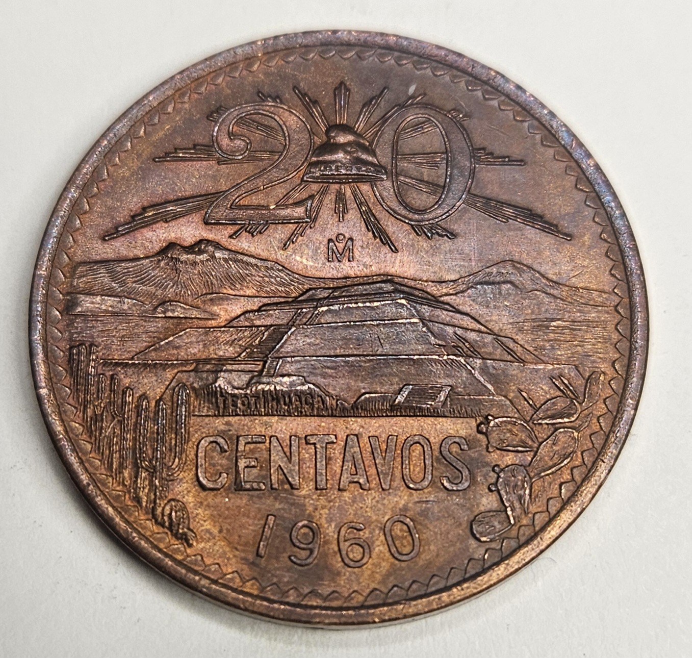 1960 Mexico 20 Centavos - Circulated Mexican Bronze World Coin - L5