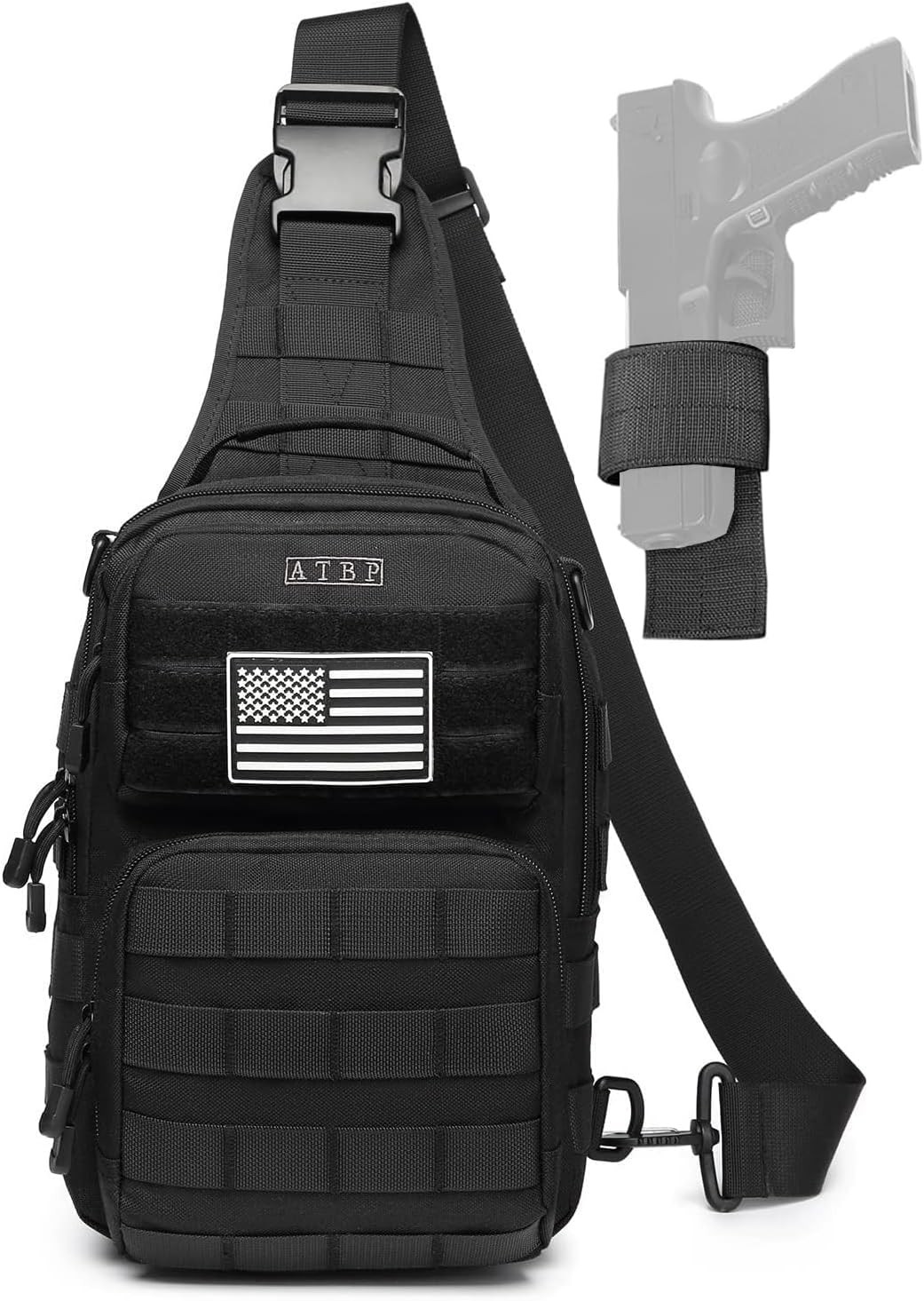 ATBP Tactical Sling Backpack With Holster Military Crossbody Bag for Black