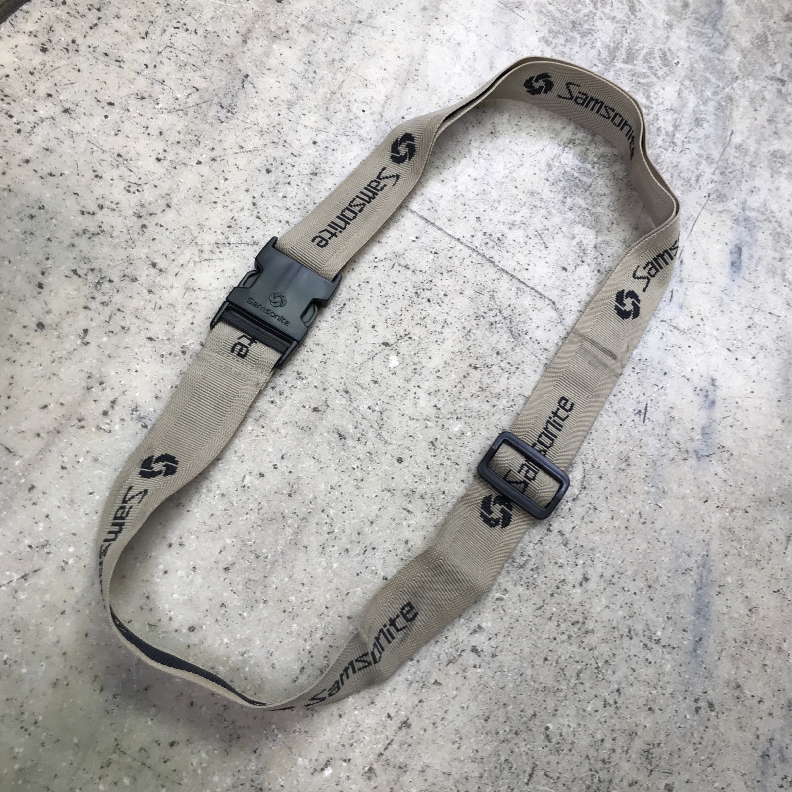 1 One Vintage Luggage Strap Samsonite Tan & Black - Buckle Strap 72” Max Length