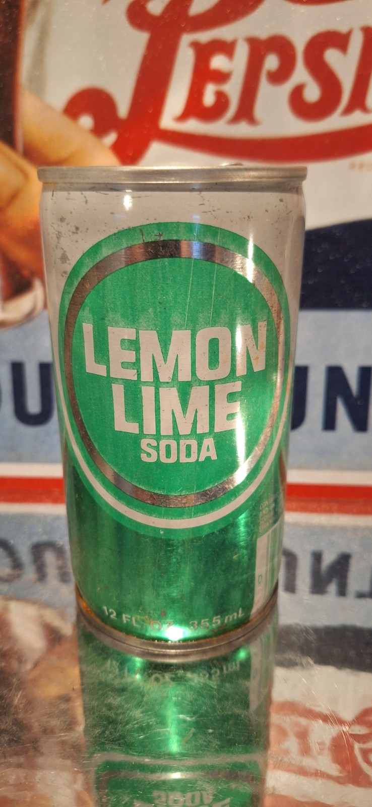 🍺 Lemon Lime Cola Soda Pop Can Advertising Prop Empty 70's 80's