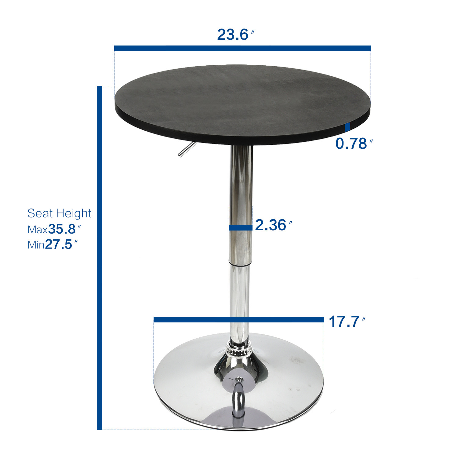 Set Of 2 Bar Stool Swivel Leather Seat Adjustable Pub Table Round Top Kitchen US