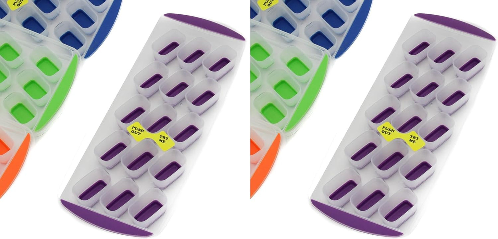 Classic Push Out Ice Cube Tray, 11.5 Inches in Length Yields 15 Cubes, Color May