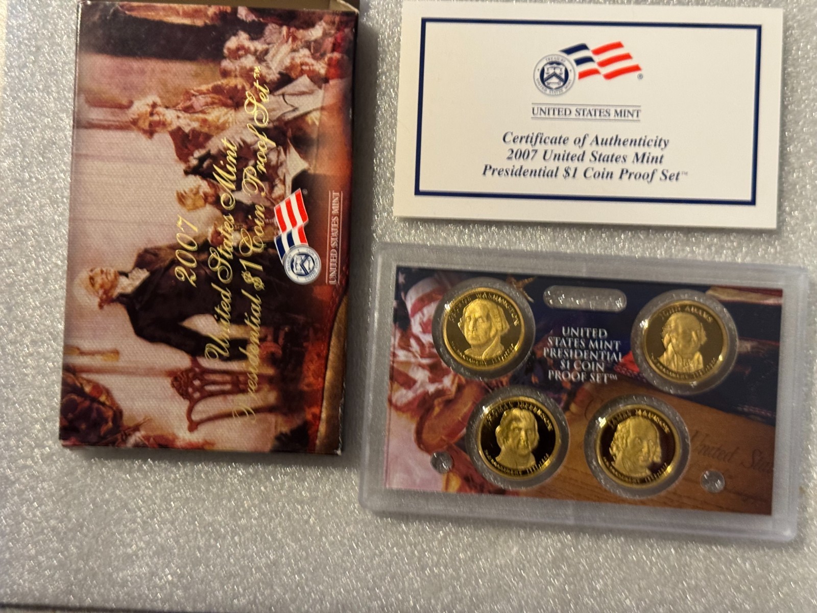 8 2007 UNITED STATES MINT - PRESIDENTIAL $1 COIN PROOF SET WITH ORIGINAL BOX&COA