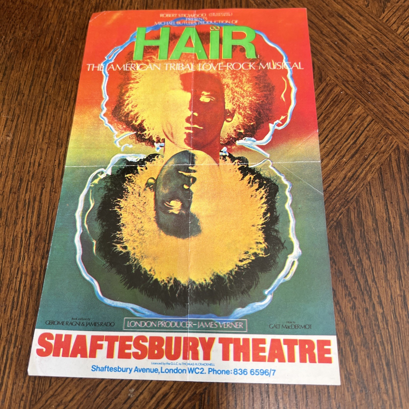 "HAIR" Shaftesbury / London Flyer  Handbill 1972?
