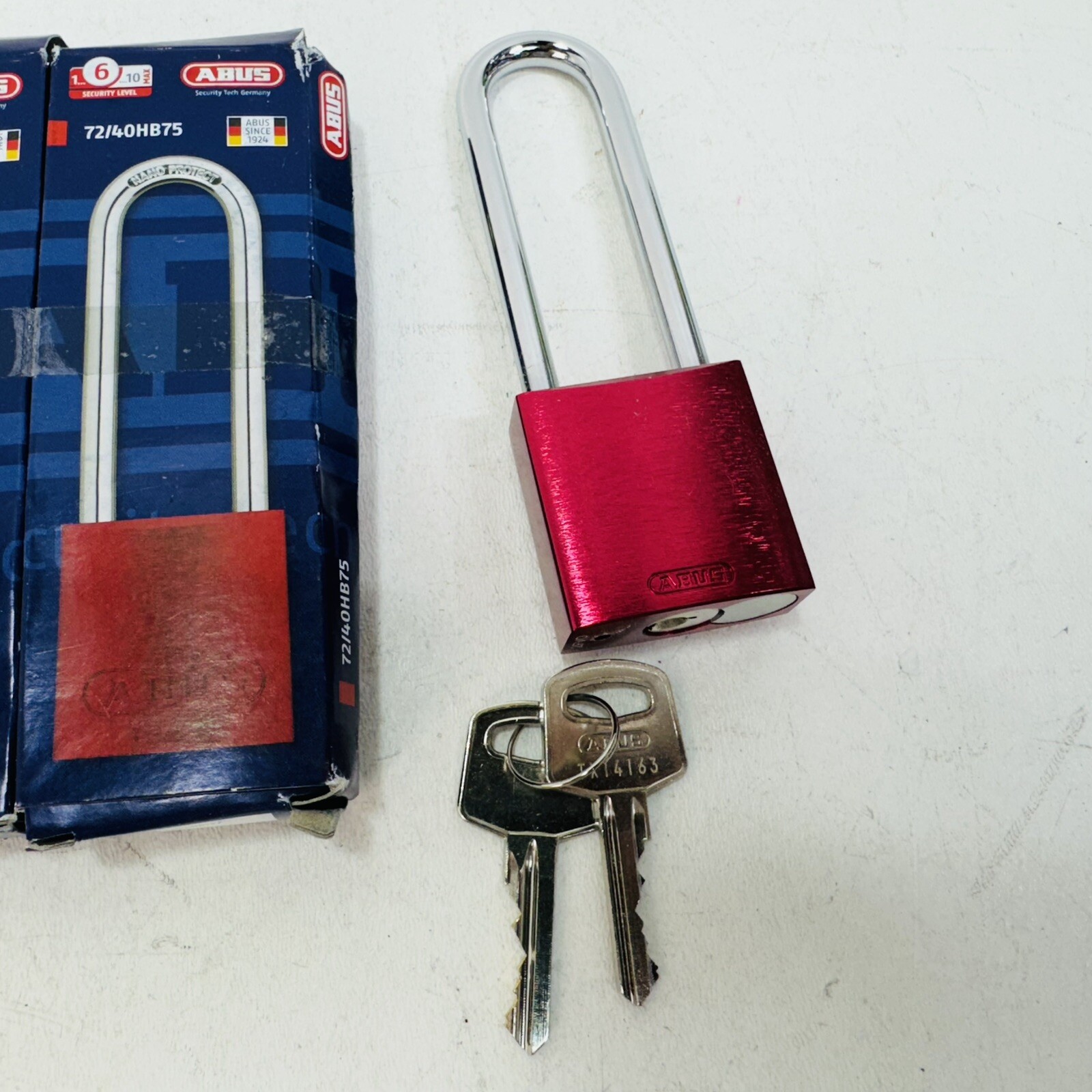 3 Pack - Abus Lock 72/40HB75 Aluminum Safety Lockout Padlock Red W/ TX14165 Keys