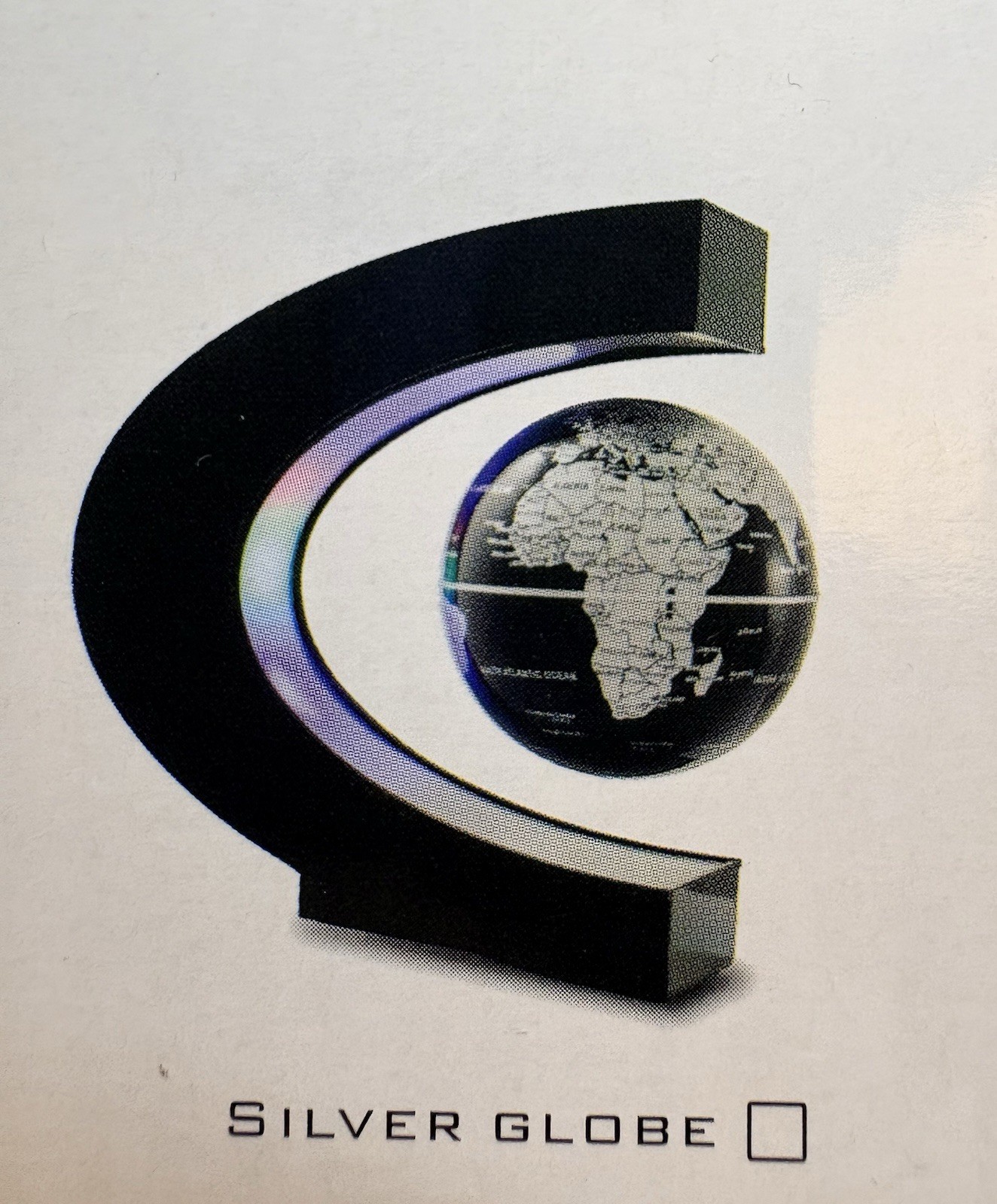 C Shape Floating & Rotating Globe Silver & Black LED Lights Desktop