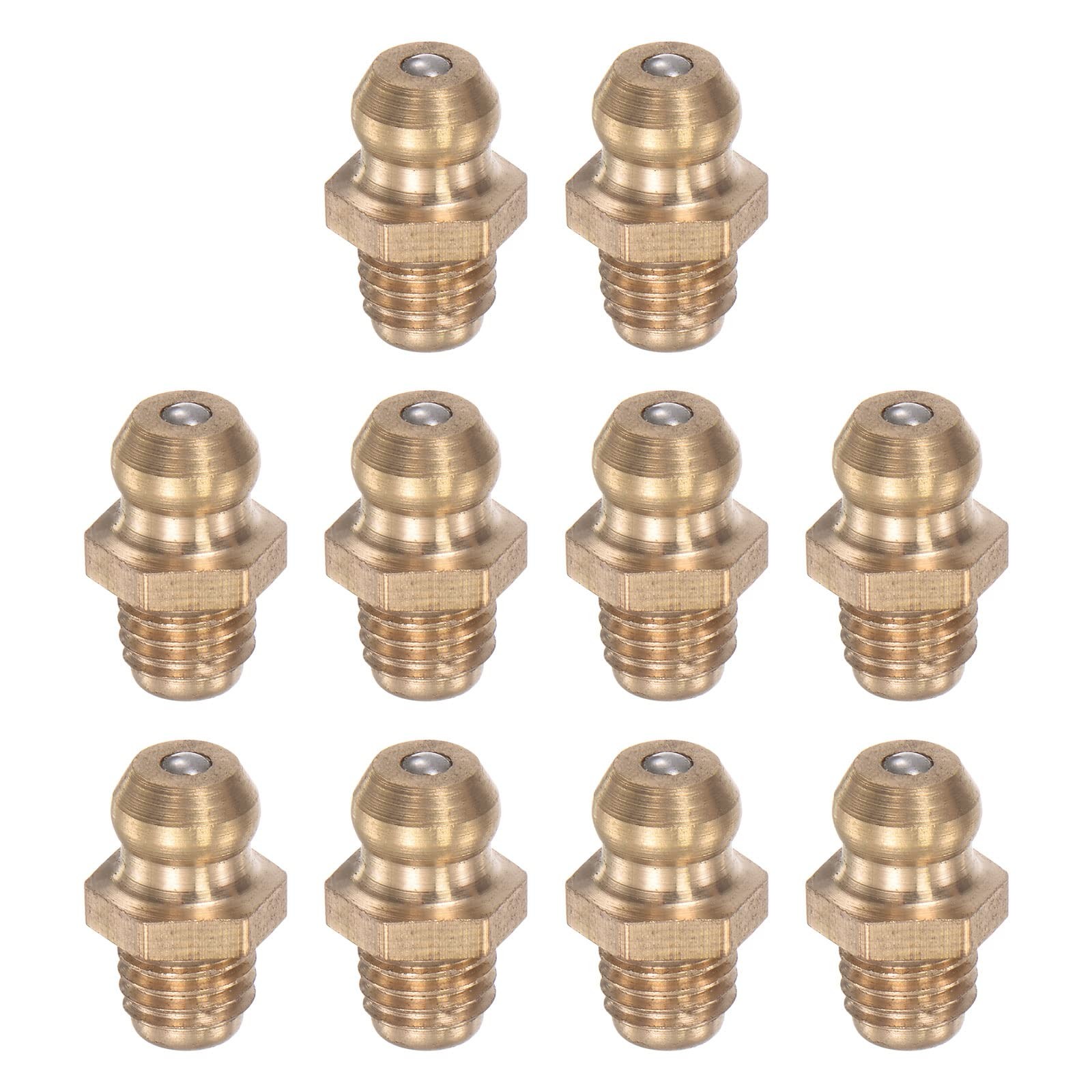 uxcell Brass Straight Grease Fitting 1/4"-28 Thread 8mm 1/4" x 0.31", Yellow
