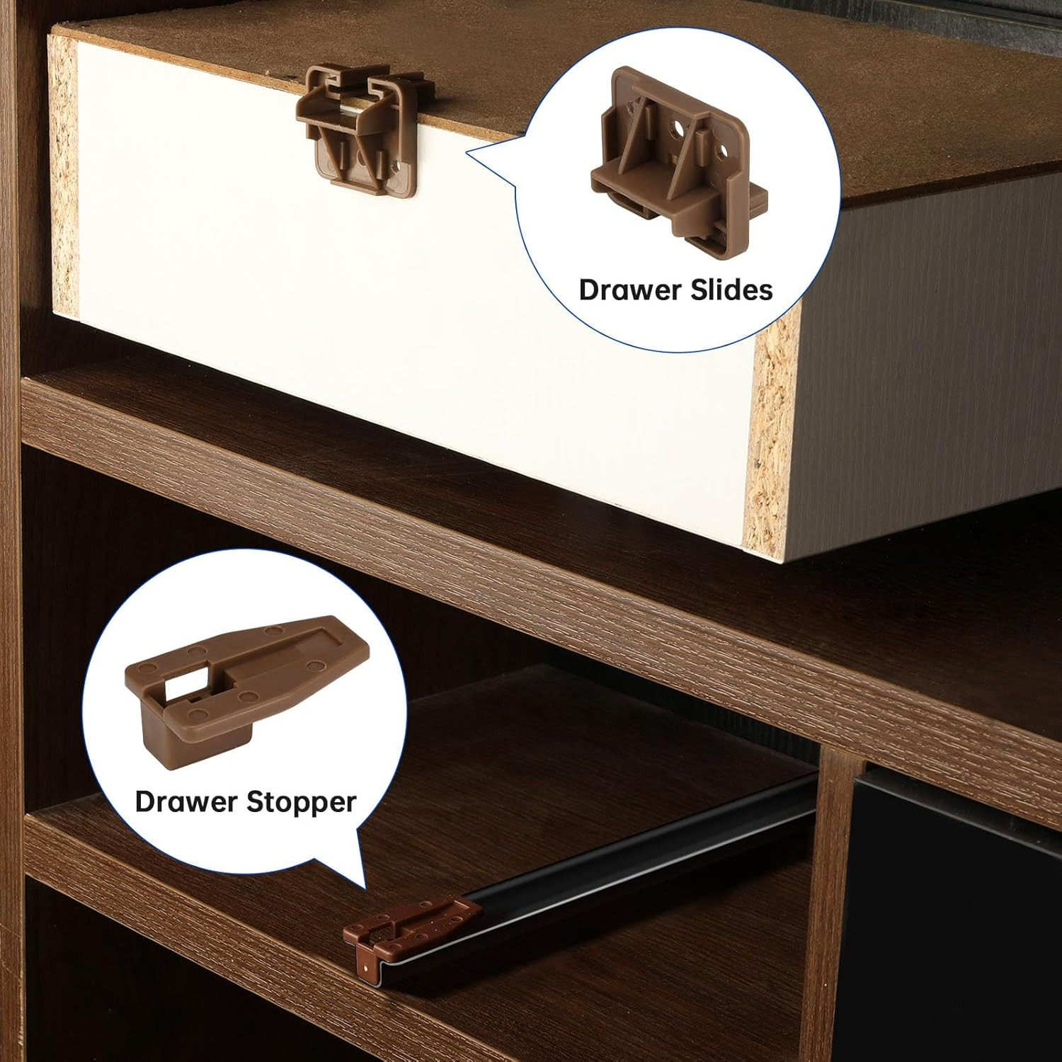 2 Pack Drawer Replacement Part For Center Mount Slides Plastic Guides Dresser