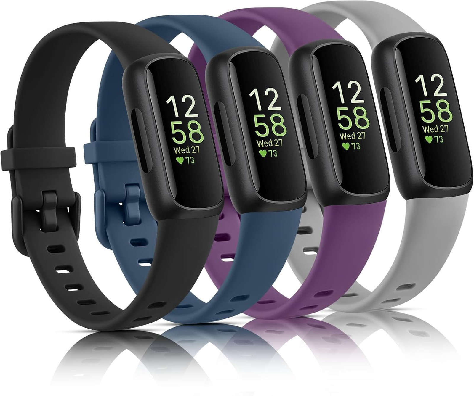 Pack of Four Fitbit Inspire 3 Silicone Bands Compatible with Women Men Sport