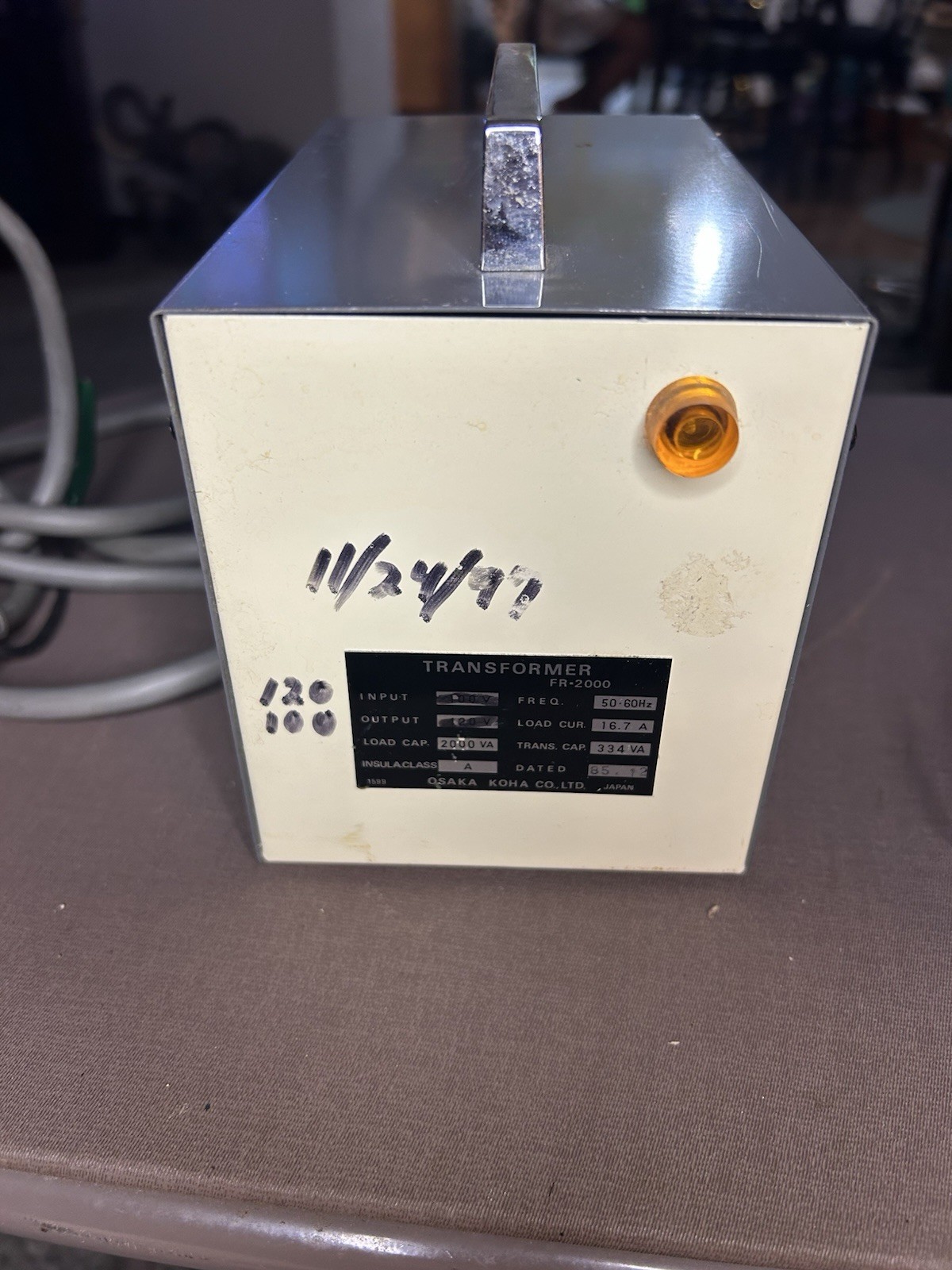 Vtg 1985 Osaka Koha FR-2000 Step Up Transformer 100V To 120V 2000VA Japan Works