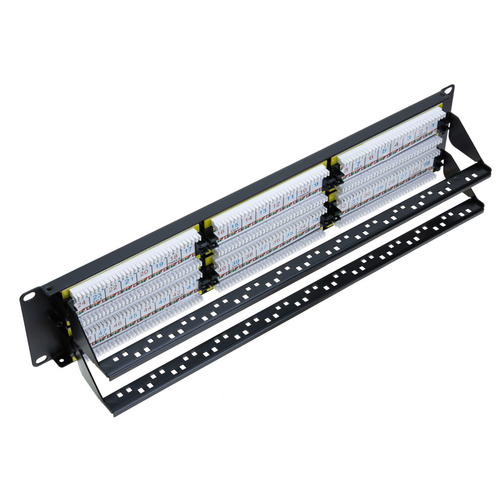 Cat6 UTP Patch Panel 48 Ports 110Type RJ45 Ethernet LAN Network Rack Wall Mount