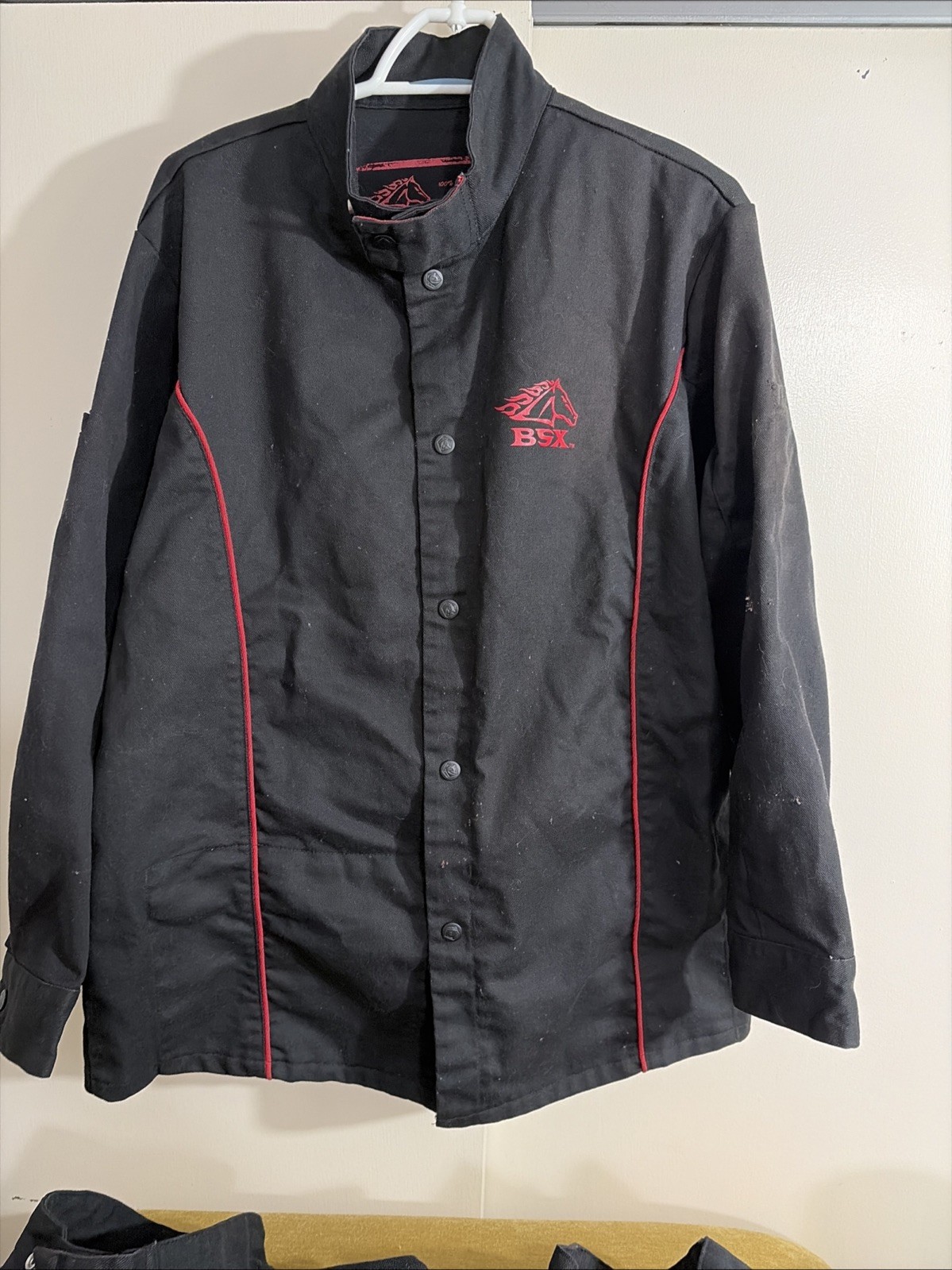 QTY 3 BSX Welding Jacket Size Medium Long Sleeve Black Button Up Flame Resistant