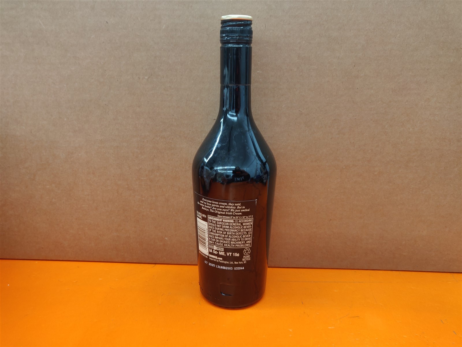 ⭐️⭐️⭐️⭐️⭐️ Empty 750mL Baileys Original Irish Cream Brown Glass Craft Bottle