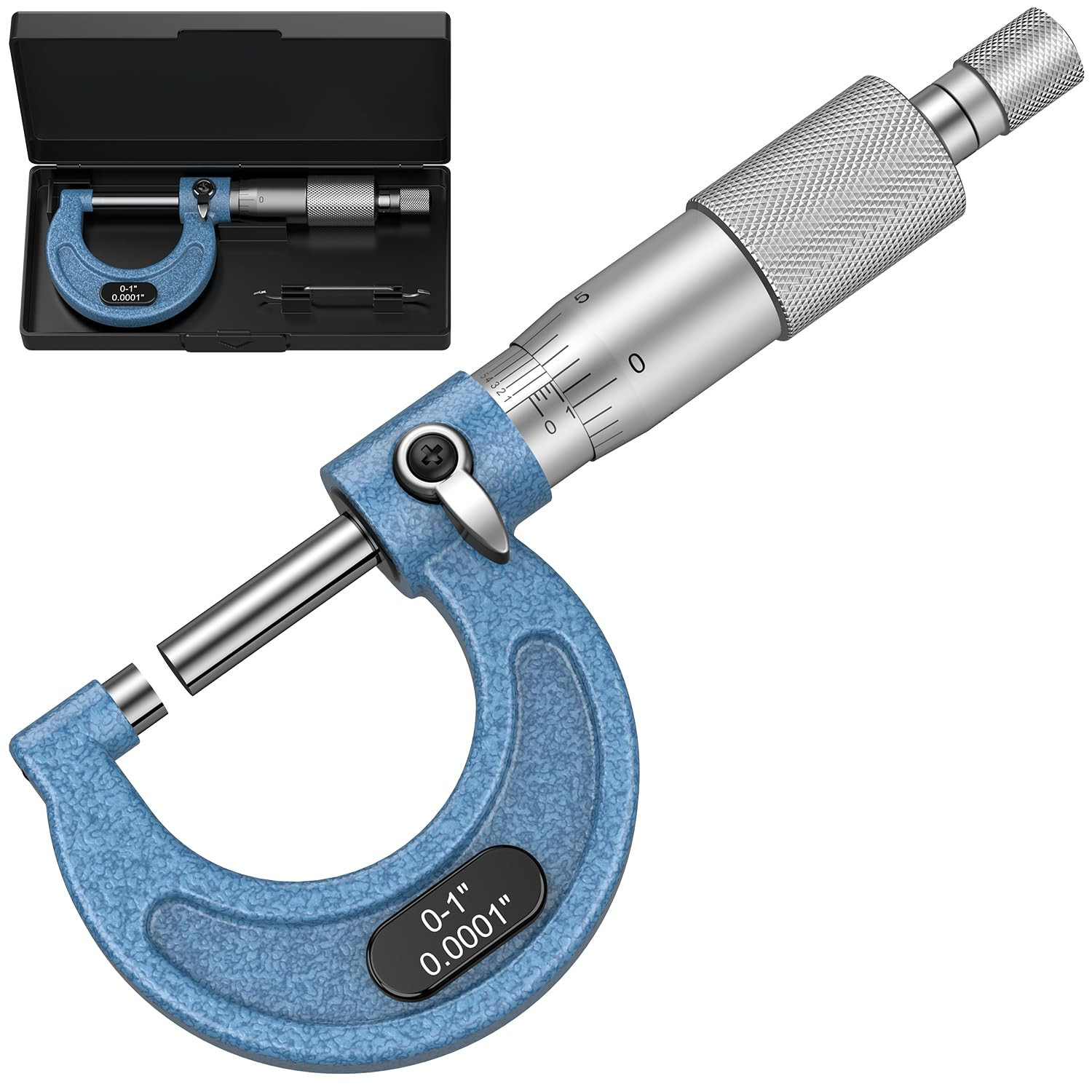 Precision Outside Micrometer Set, 0-1", 0.0001" Graduation with Case