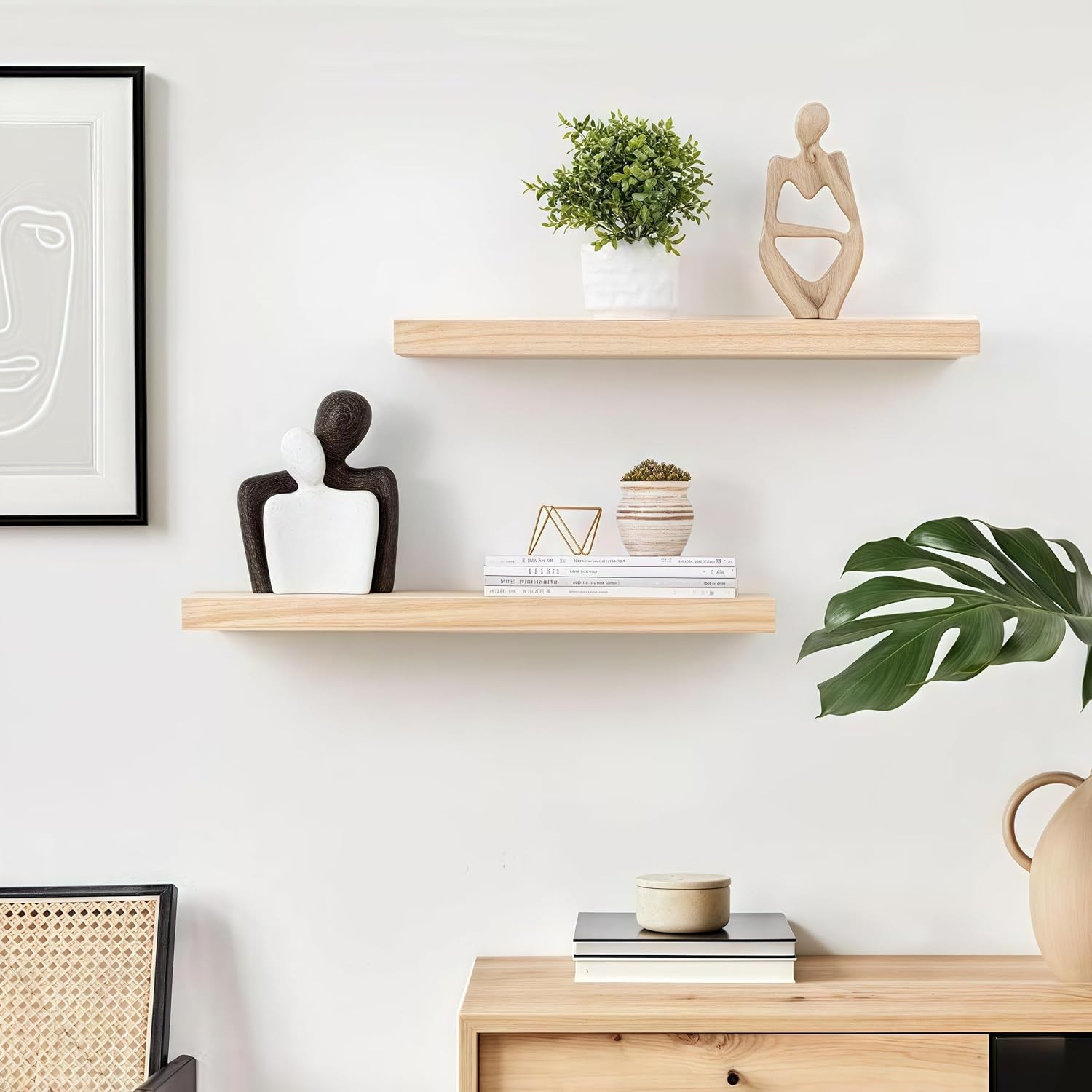 8pcs Wall Shelf Brackets Heavy Duty FloatingShelf Bracket Hidden,Invisible Black