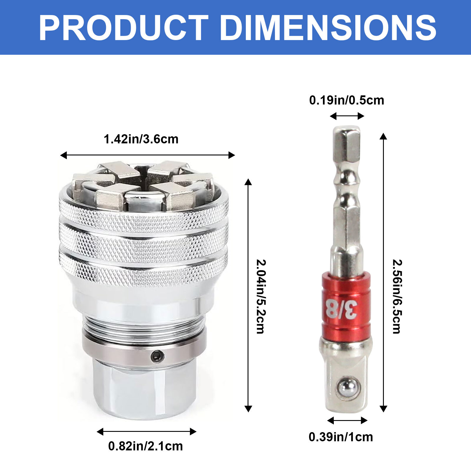 10-19mm Adjustable Hex Universal Socket Torque Ratchet Adapter Wrench Head