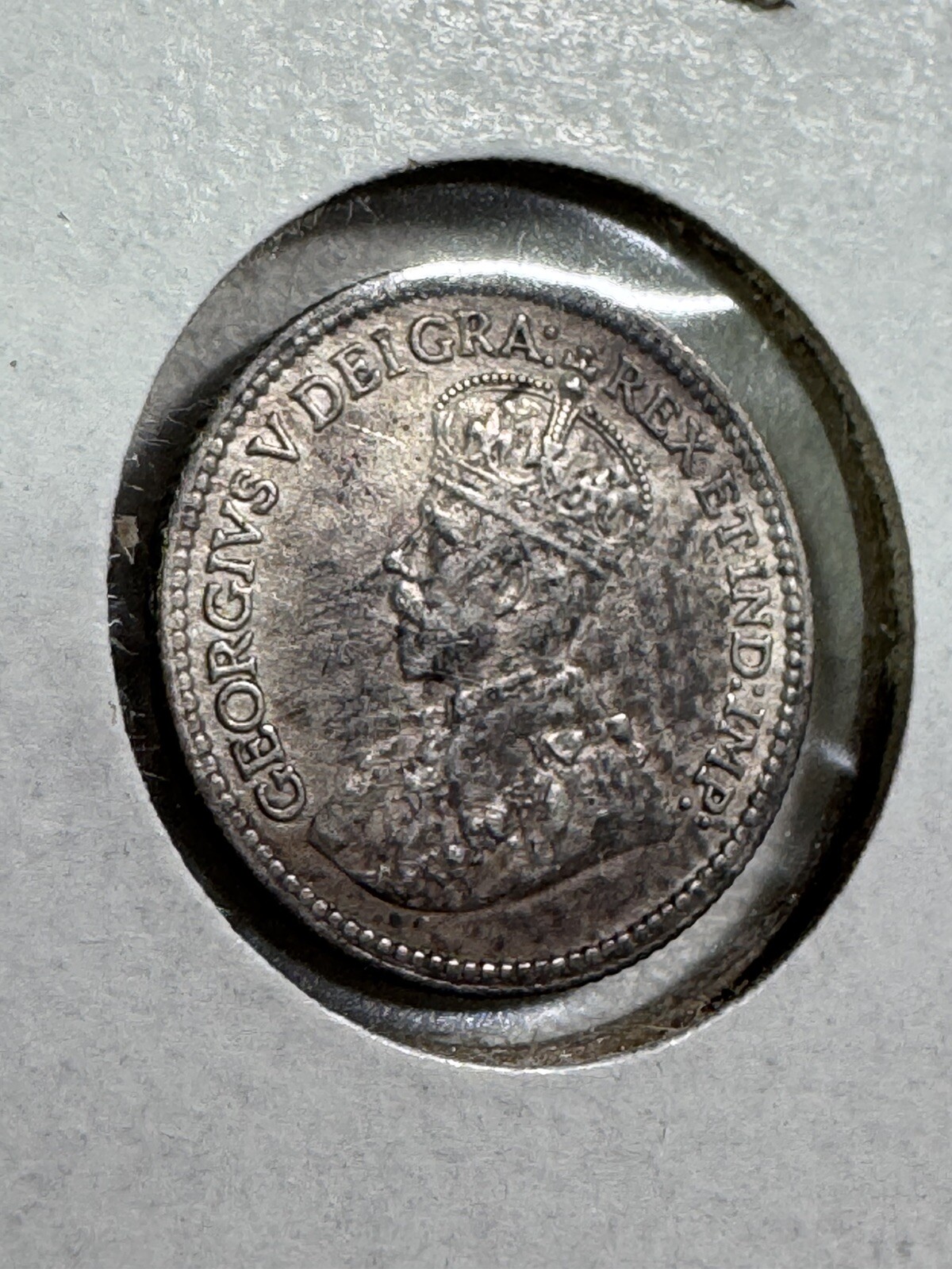 1912 Canada 5 Cents Small Silver Coin Cleaned