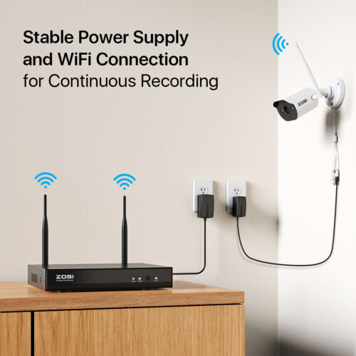 ZOSI 8CH 3MP 2K Wireless Security Camera System Night Vision AI Human Detection