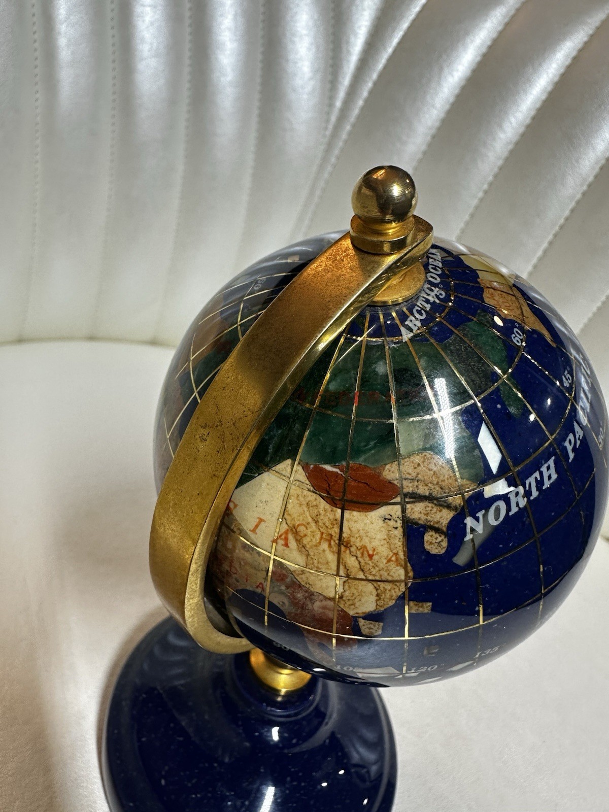 Lapis Lazuli Semi Precious Gemstone Inlay Globe Small 7”