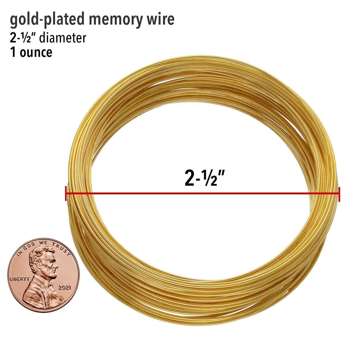 Memory Wire,  Gold Plated 2 1/2" Round Memory Wire Bracelets 1 Oz (70 Loops)