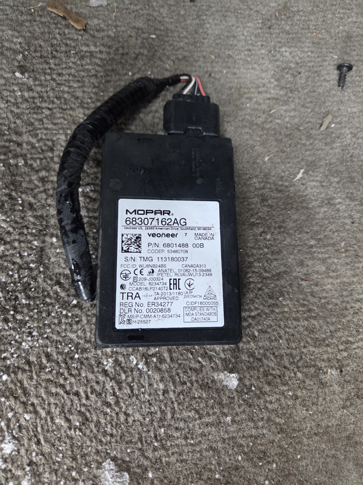 Jeep Cherokee Blind Spot Sensor Radar Module 2019 - 2023 68307162AG Preowned Oem