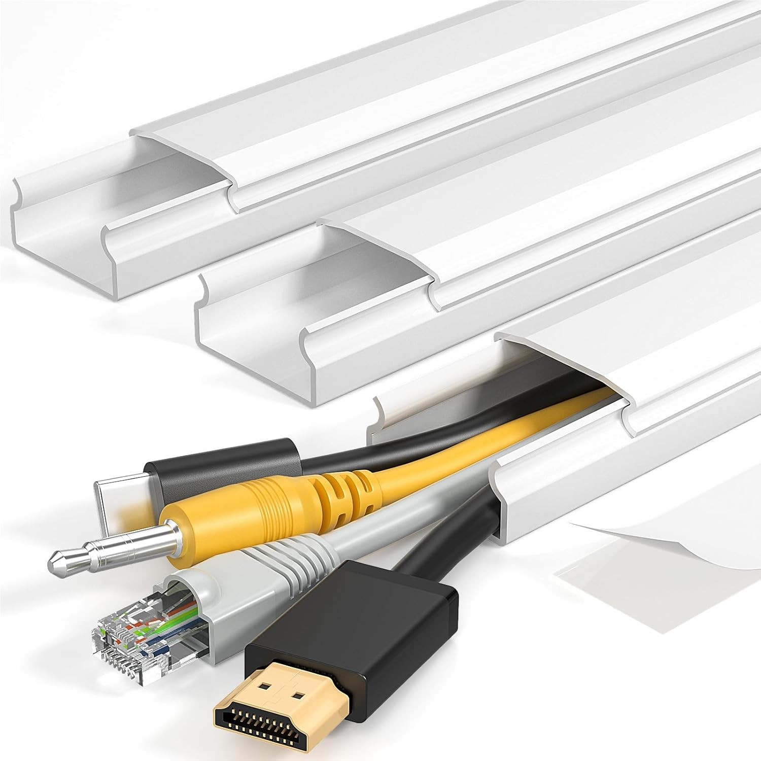 Modern Cable Raceway 42in, White Cord Hider for Neat Home Entertainment Setup