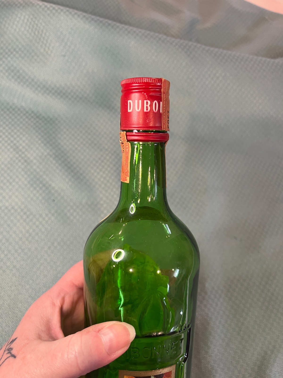 Vintage Dubonnet Decor Display Cocktail Empty Glass Bottle Green