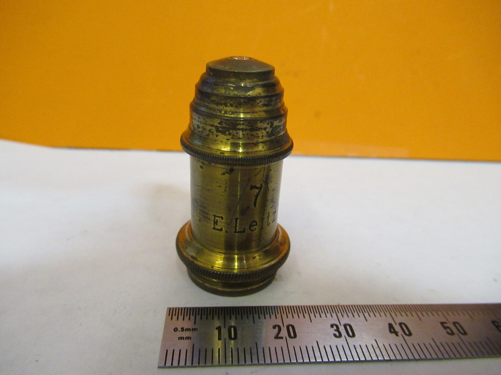 ANTIQUE BRASS ERNST LEITZ OBJECTIVE "7" MICROSCOPE PART AS PICTURED Y3-A-48