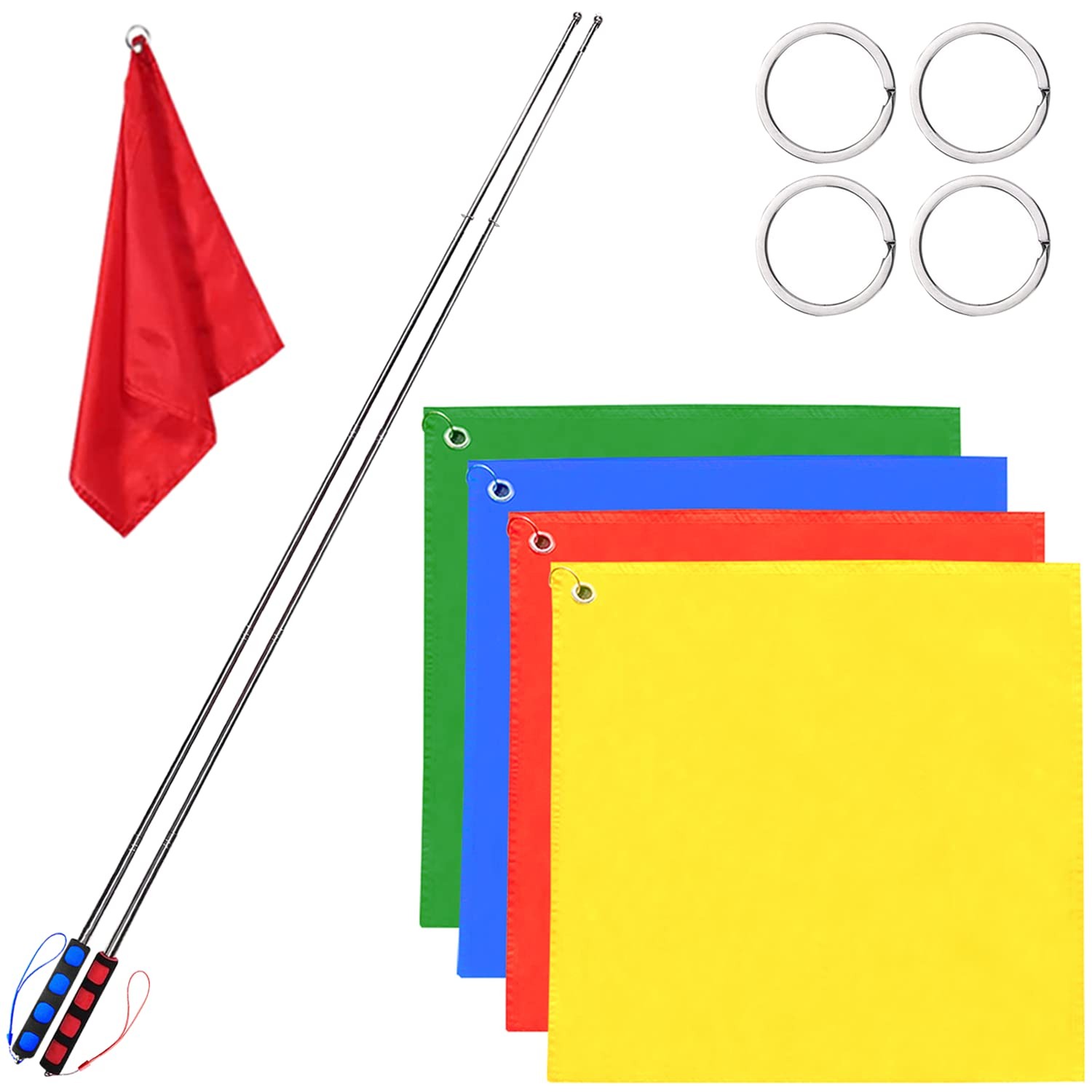 4 Pcs Horse Training Flags with Telescopic Poles for Lunging Equipment