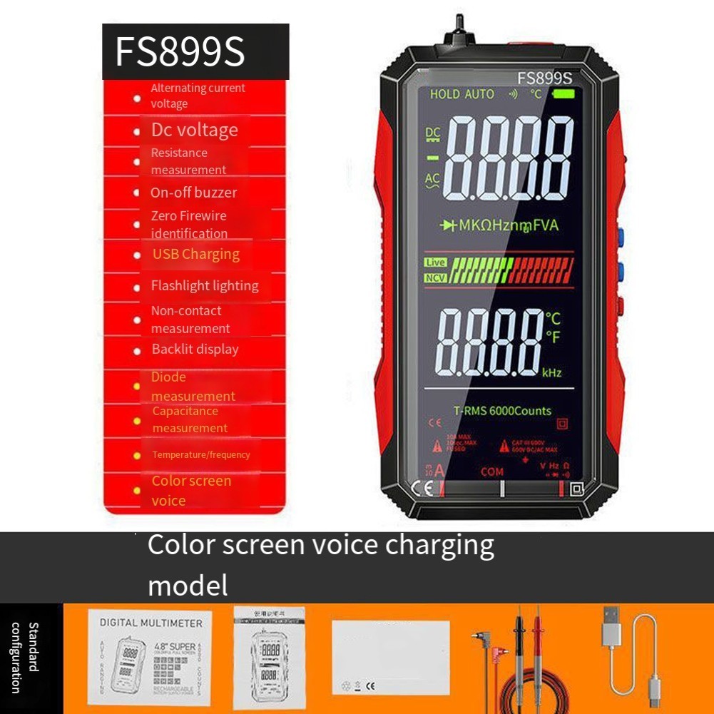 FS899S Test Meter Supporting Multiple Measurement Modes Including AC DC Voltage