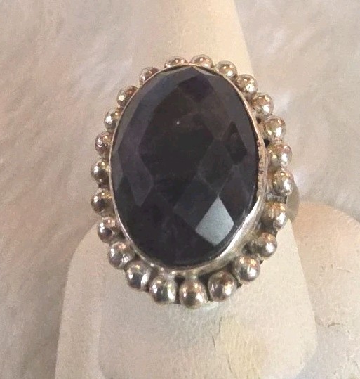 Handcrafted Artisan Sterling Silver Amethyst Ring Size 8