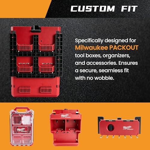 6-Pack Modular Mounting Plates Compatible with Milwaukee PACKOUT, Wall Mount