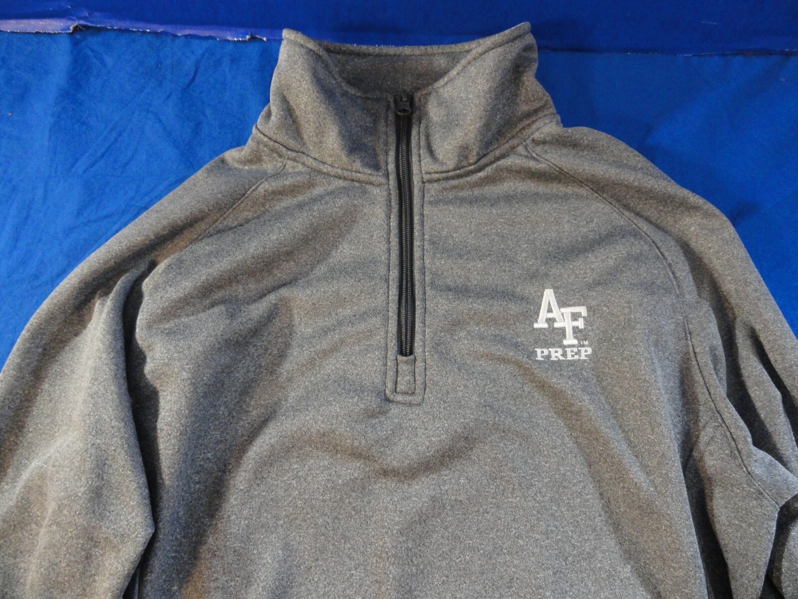 USAF AIR FORCE PREP GRAY QUARTER ZIP PULLOVER LIGHTWEIGHT ATHLETIC SWEATER S