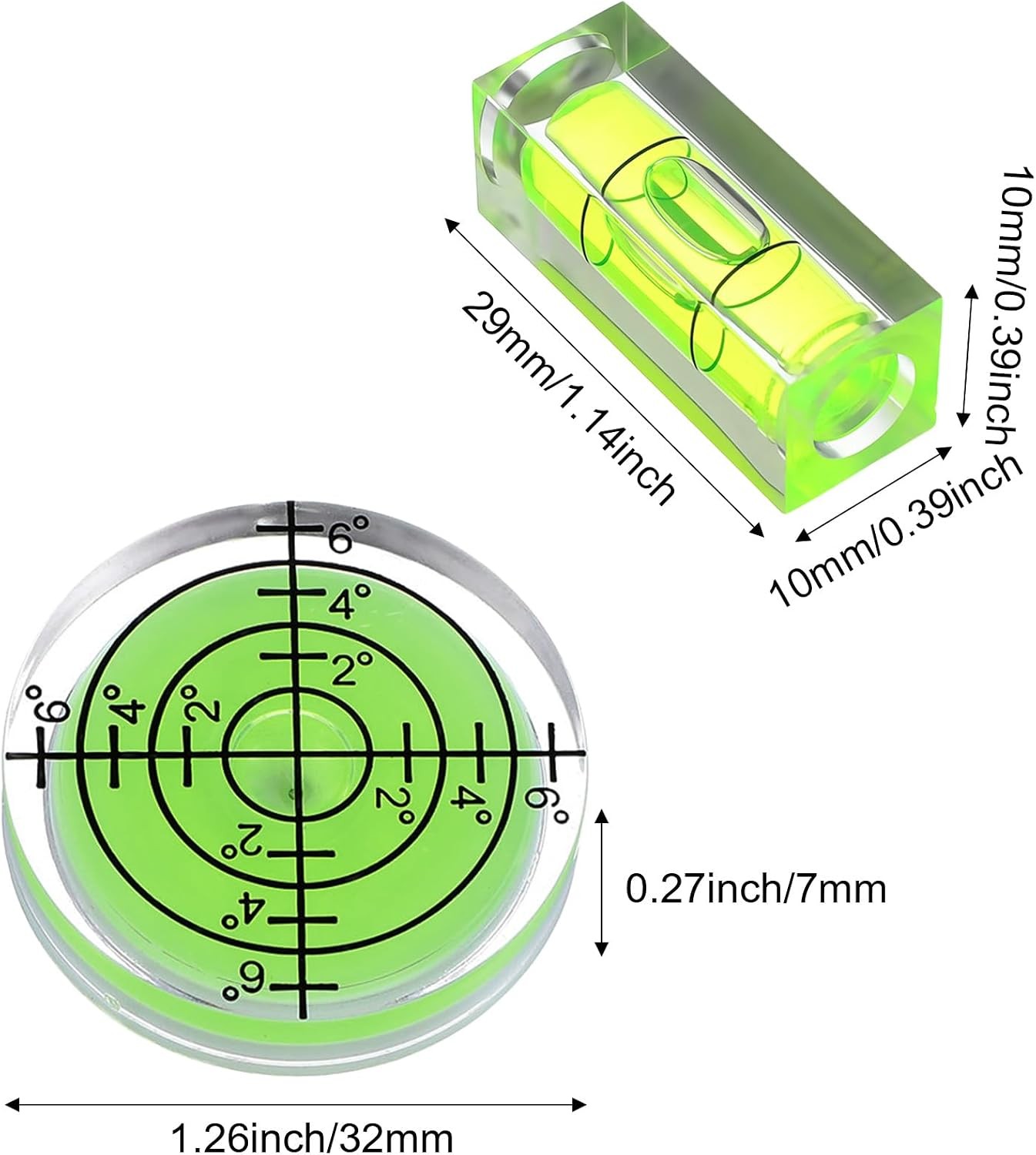 6 Pcs Mini Bubble Level Small Round Square Spirit Level Target Surface Tripod