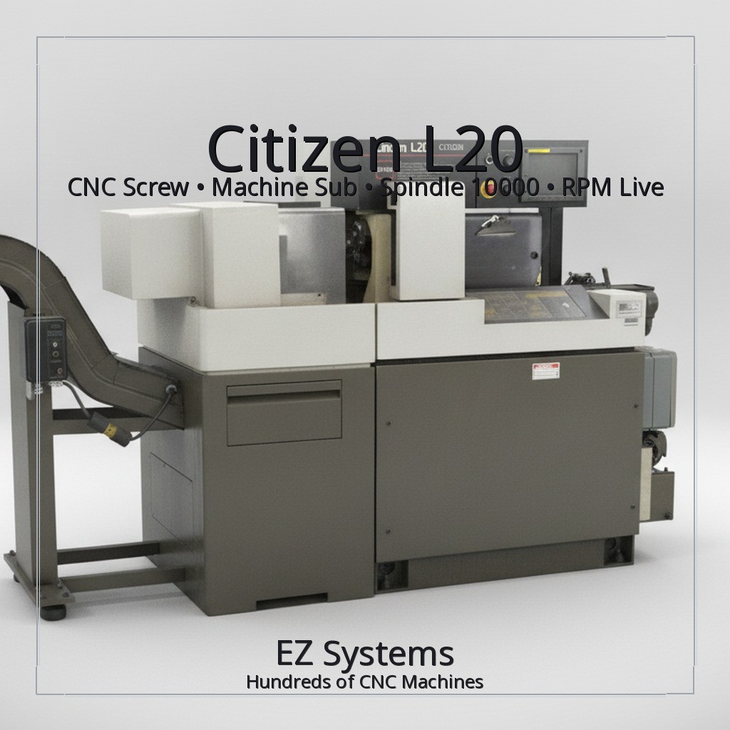 Citizen L20 CNC Screw Machine, Sub Spindle, 10000 RPM, Live Tooling