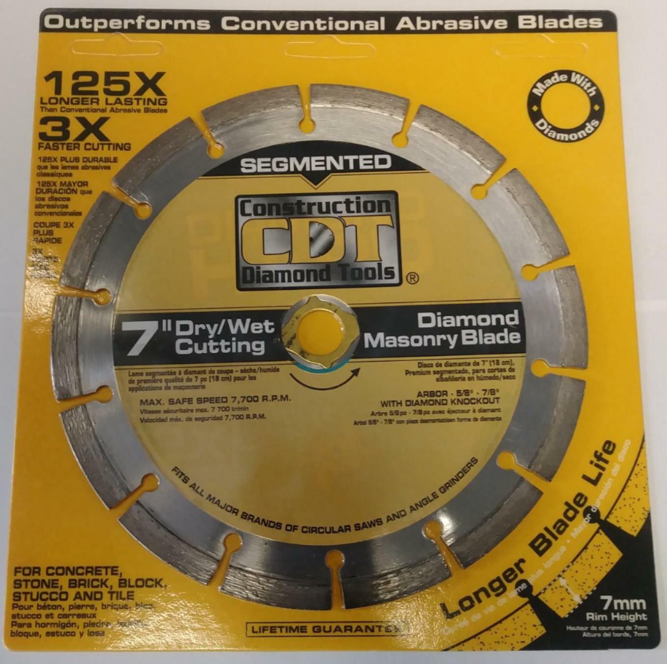 CDT 91307030 125X 7" Segmented Dry / Wet Cutting Diamond Masonry Blade (Carded)