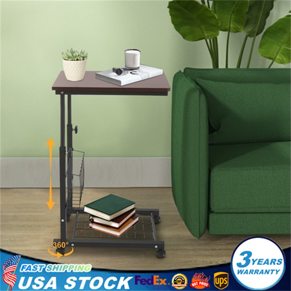 Adjustable Bed Side Table, Side Table with Wheels, Mobile Standalone Table