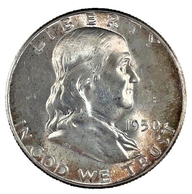 1950 FBL Franklin Silver Half Dollar Bu-Unc. 50c U.S. Coin # 94