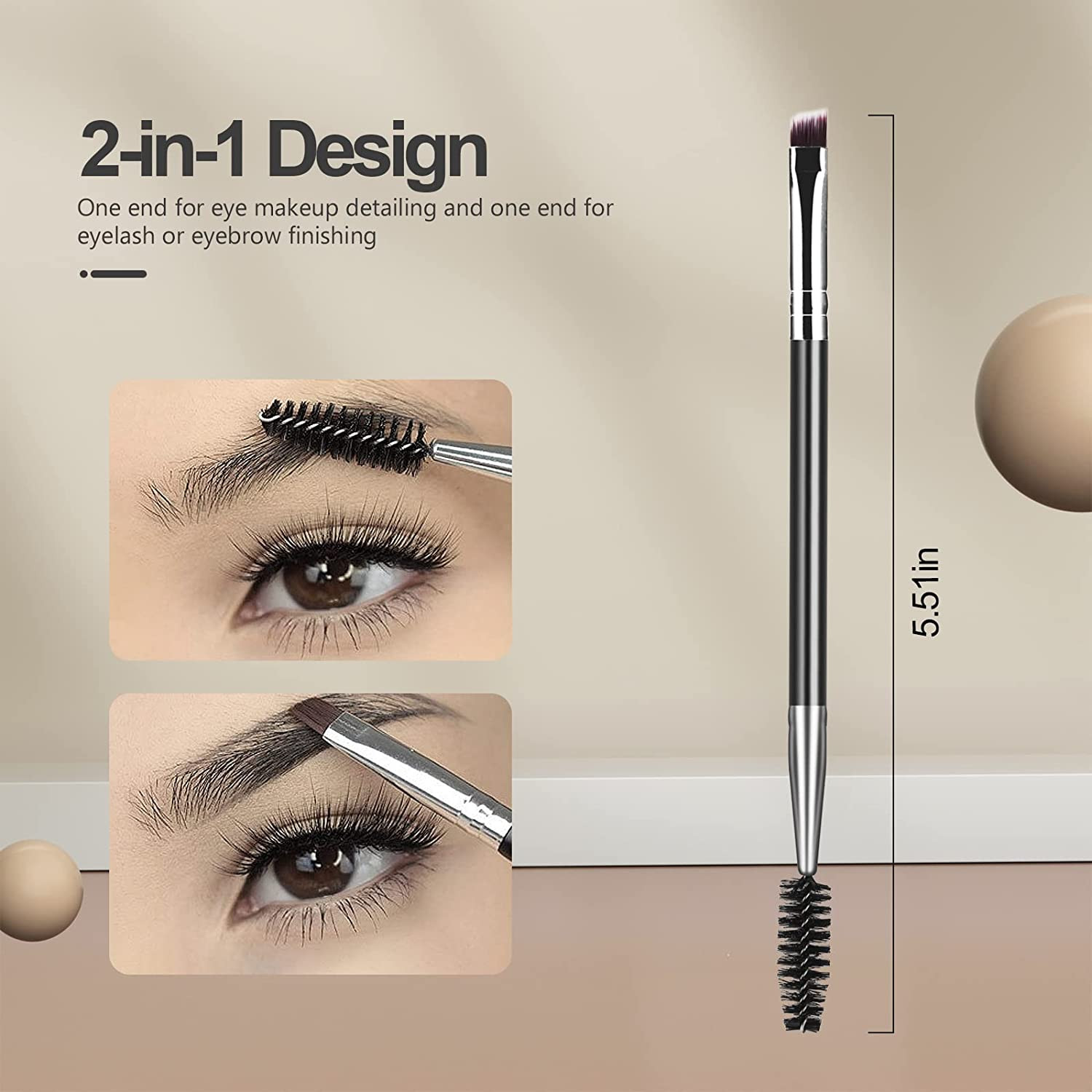 Eyebrow Brush Eyelash Separator Brow Comb & Lash Spoolie Professional Eye Makeup