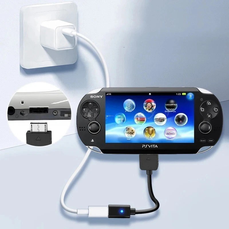 USB-C Charging Cable for PS Vita 1000 Type-C Adapter Cord with LED Indicator