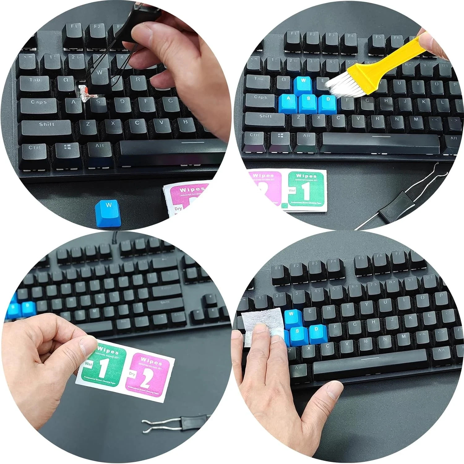 3-Pack Keycap Puller Kit Keyboard Key Remover Switch Puller with Cleaning Brush