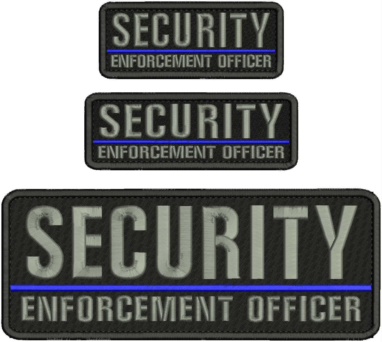 SECURITY ENFORCEMENT AGENT 3 EMB PATCHES HOOK ON BACK GREY ON BLACK